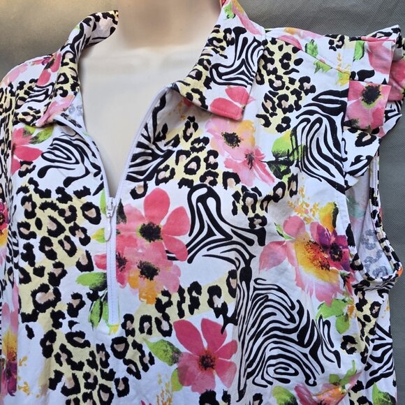 IBKUL Eva Hot Pink Ruffle Sleeveless Tennis Golf Athletic Shirt Top Women's XXL - Picture 4 of 6